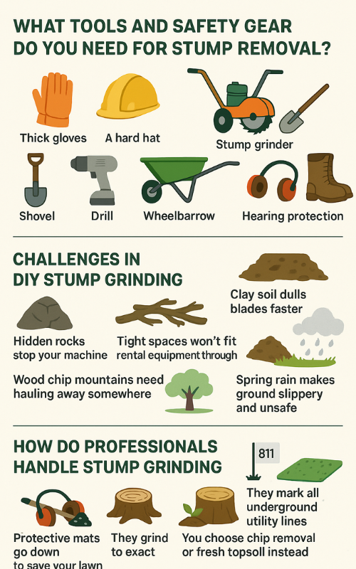 what tools and safety gear do you need for stump removal
